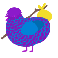 A violet and sapphire chicken with a lace pattern