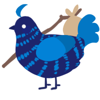 A navy and sapphire chicken with a bar pattern