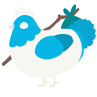 A white and cerulean chicken with a head pattern