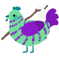 A spring and violet chicken with a bar pattern