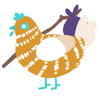 A orange and cream chicken with a bar pattern