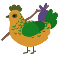A orange and leaf chicken with a half-lace pattern