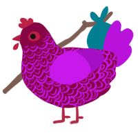 A maroon and amethyst chicken with a double-lace pattern