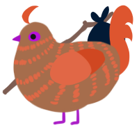 A brown and vermilion chicken with a bar pattern