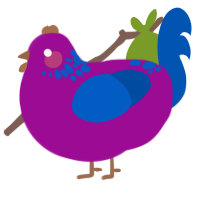 A plum and ultramarine chicken with a neck-speckle pattern