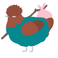 A teal and russet chicken with a head pattern