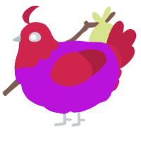 A amethyst and crimson chicken with a head pattern