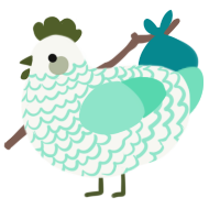 A white and mint chicken with a lace pattern