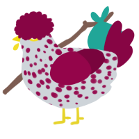 A mist and maroon chicken with a speckle pattern