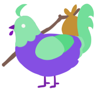 Over Yonder, a blurple and spring chicken with a head pattern