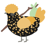 A sable and honey chicken with a speckle pattern