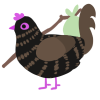A sable and bark chicken with a bar pattern