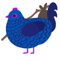 A ultramarine and navy chicken with a lace pattern
