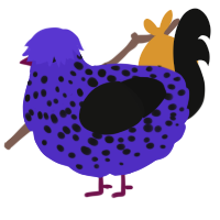 A indigo and black chicken with a speckle pattern