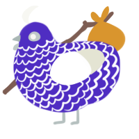 A indigo and white chicken with a lace pattern