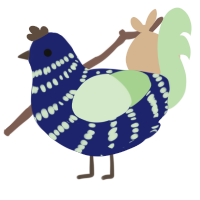 A navy and gluppy chicken with a bar pattern