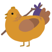 A orange and brown chicken with a neck-band pattern