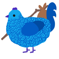 A sky and ultramarine chicken with a double-lace pattern
