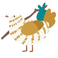 A white and gold chicken with a bar pattern