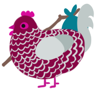Red Velvet, a maroon and silver chicken with a lace pattern