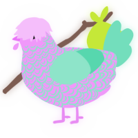 A lavender and mint chicken with a double-lace pattern