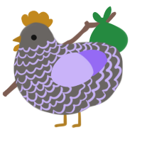 A grey and lilac chicken with a lace pattern
