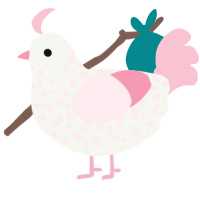 A white and rose chicken with a speckle pattern