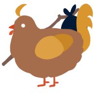 A brown and orange chicken