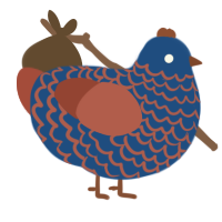 Fireblu Doom Texture, a ultramarine and red chicken with a lace pattern
