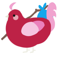 A crimson and pink chicken