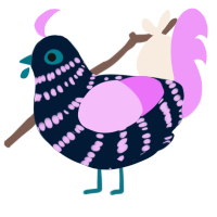 A tumblr and lavender chicken with a bar pattern