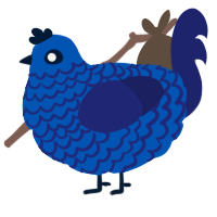 A ultramarine and navy chicken with a lace pattern