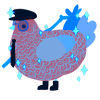 A sky and ultramarine chicken with a double-lace pattern