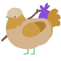 A beige and gold chicken with a head pattern