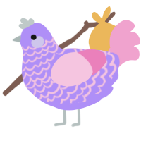 A lilac and pink chicken with a lace pattern