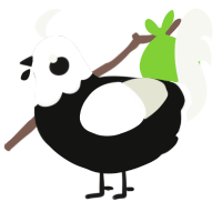 A black and white chicken with a head pattern