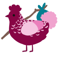 A maroon and pink chicken with a half-lace pattern