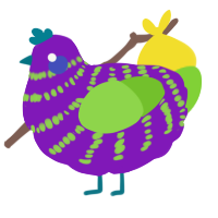 A violet and grass chicken with a bar pattern