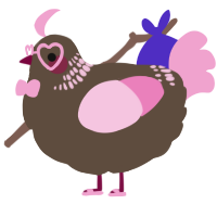 A bark and pink chicken with a neck-band pattern