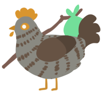 A ash and bark chicken with a bar pattern