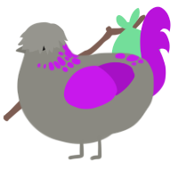 Gum, a ash and amethyst chicken with a neck-speckle pattern