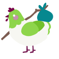 A white and grass chicken with a head pattern