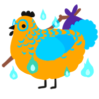 A orange and sky chicken with a half-lace pattern