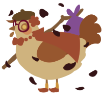 A beige and russet chicken