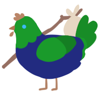 Weegie, a navy and leaf chicken with a head pattern