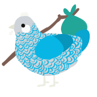 Lutz, a mist and cerulean chicken with a double-lace pattern