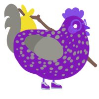 A violet and ash chicken with a speckle pattern