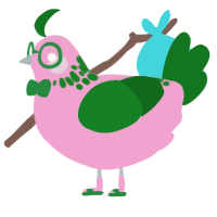 A pink and leaf chicken with a neck-speckle pattern