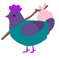 A teal and overcast chicken with a head pattern