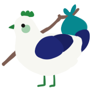 A white and navy chicken